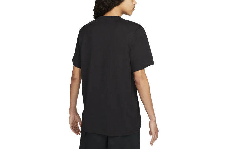 Men's Nike Geometry Pattern Printing Round Neck Short Sleeve Black T-Shirt DR7814-010