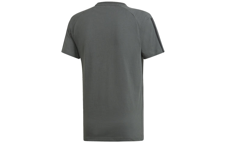 adidas Stripe Printing Training Sports Short Sleeve Gray DT9953