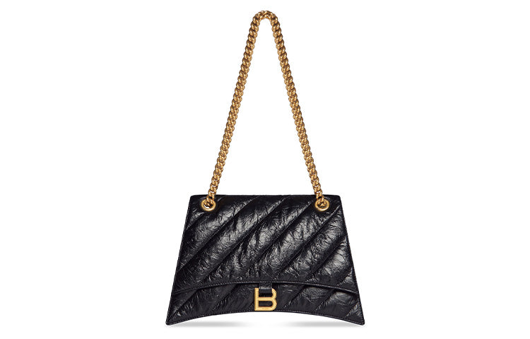(WMNS) Balenciaga Crush Medium Chain Bag Quilted 'Black' 716393210J11000