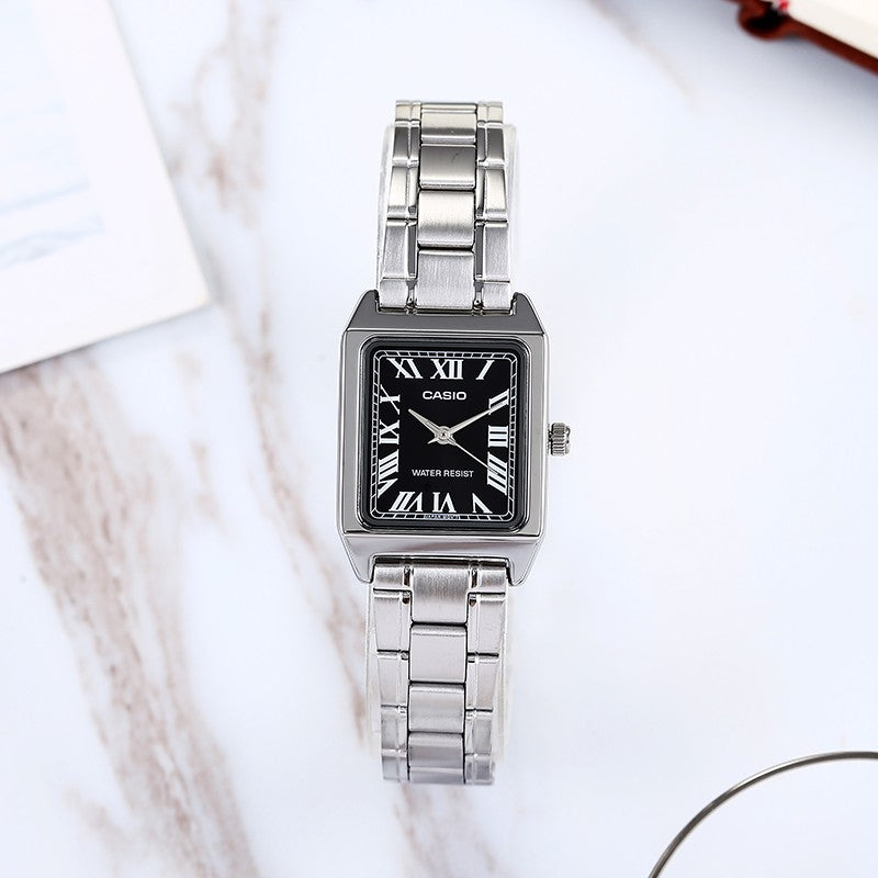 CASIO Waterproof Stainless Steel Band /Black Quartz Silver Analog LTP-V007D-1B