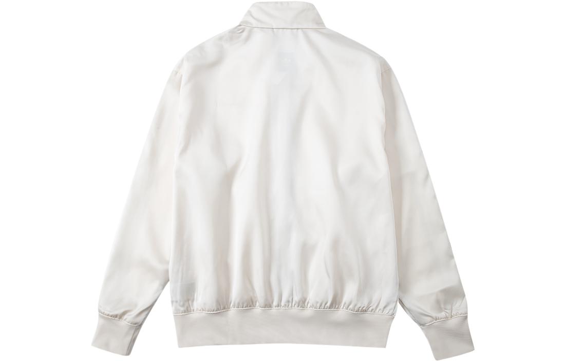 Men's adidas originals Solid Color Line Stand Collar Sports Jacket Autumn White H31291
