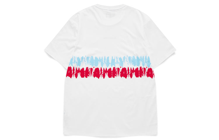 Men's FILA FUSION Tennis Sports Contrasting Colors Tie Dye Printing Loose Short Sleeve Blue Red T11M131108F-WT