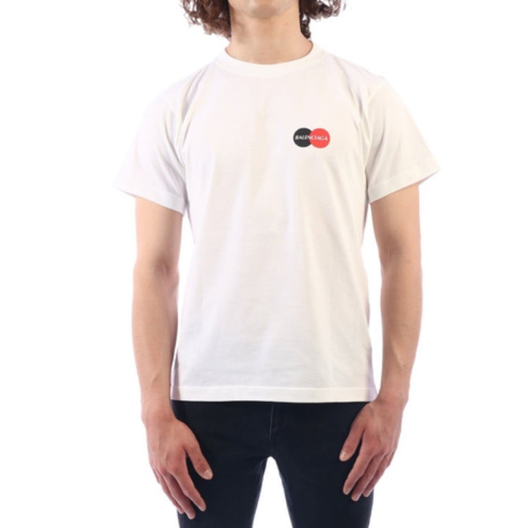 Men's Balenciaga Chest Logo Short Sleeve White 620967TIV799000