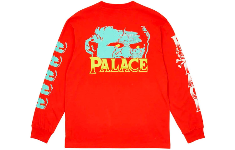 PALACE Zombie Longsleeve Red Alphabet Cartoon Pattern Round Neck Pullover Unisex P20LS006