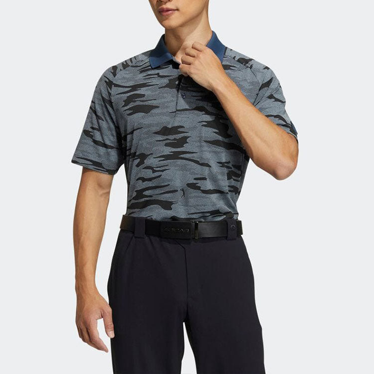 Men's adidas Camouflage Jacquard Short Sleeve Gray Polo Shirt HG3244