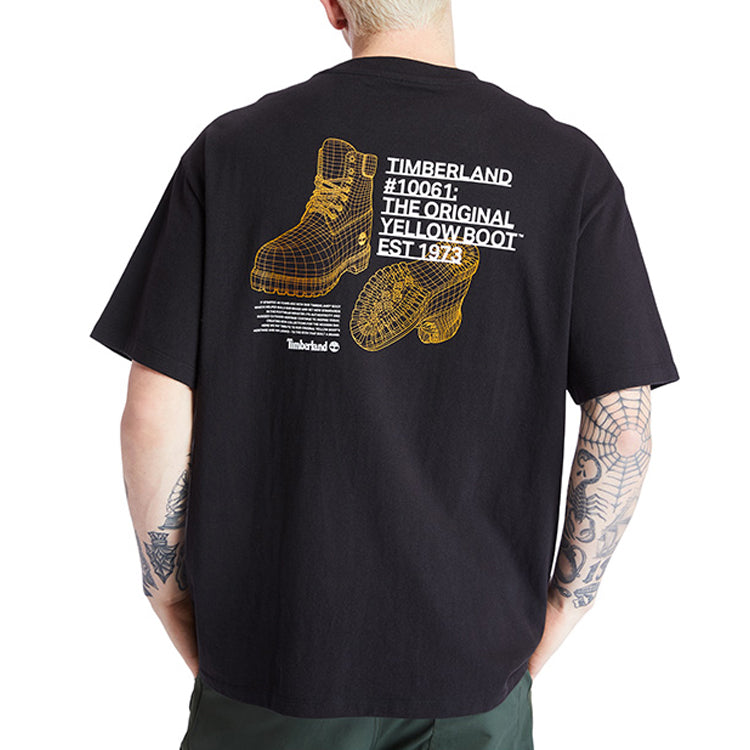 Men's Timberland Yellow Pattern Cargo Round Neck Short Sleeve Black A2ACF001
