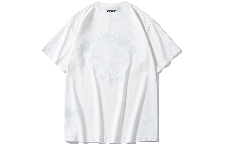 PJs Vigor Surf Alphabet Embroidered Leopard print Cotton Short Sleeve Loose Round Neck Unisex White 20SSTS1012-P