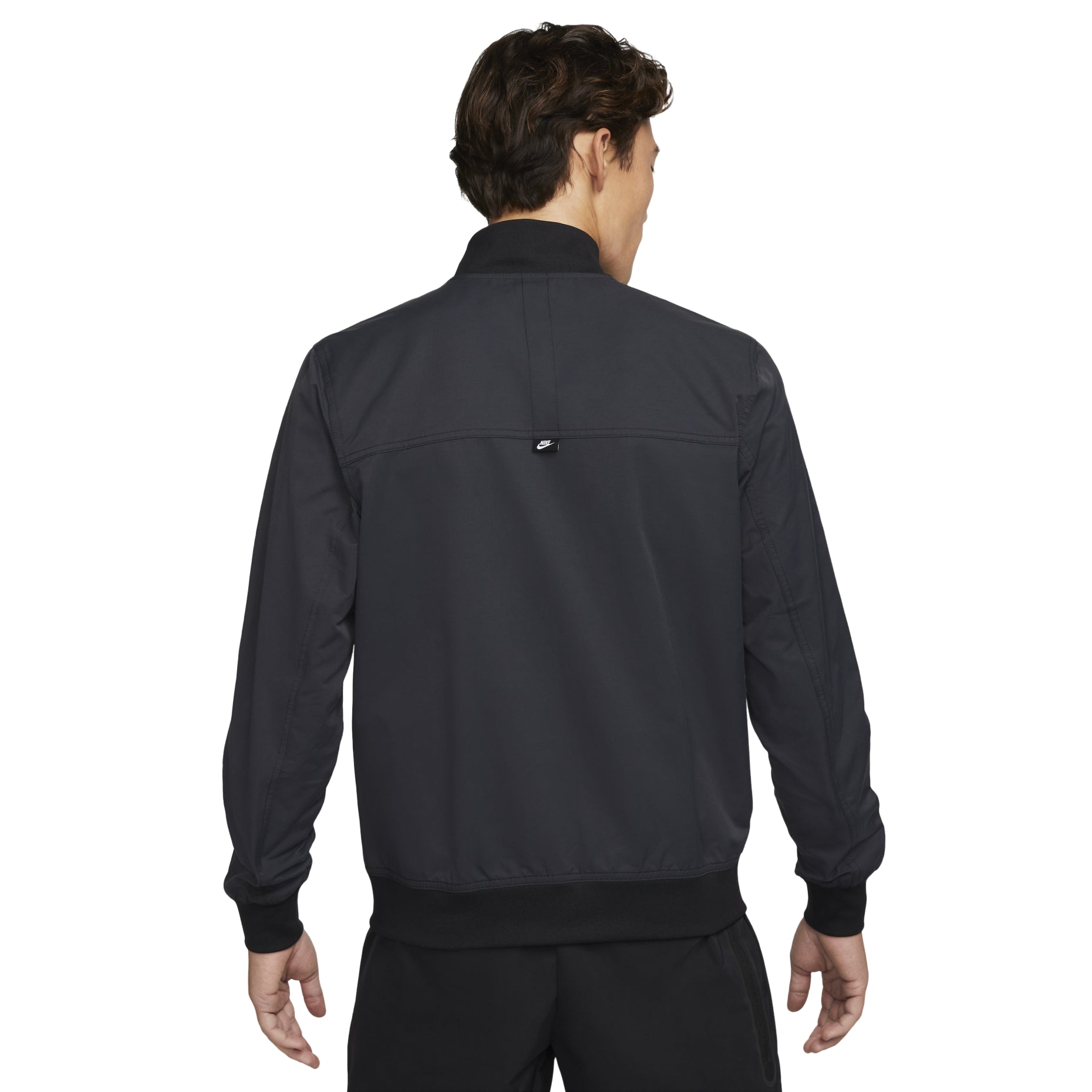 Men's Nike Solid Color Logo Stand Collar Long Sleeves Jacket Black DM6822-010