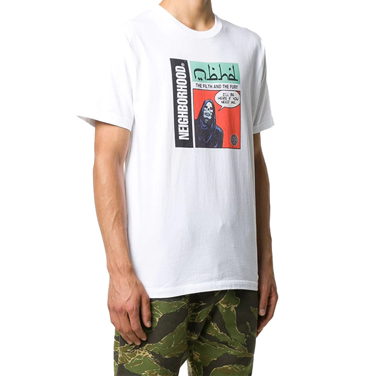 Men's NEIGHBORHOOD The Filth And The Fury Printing Short Sleeve White 201PCNHST12