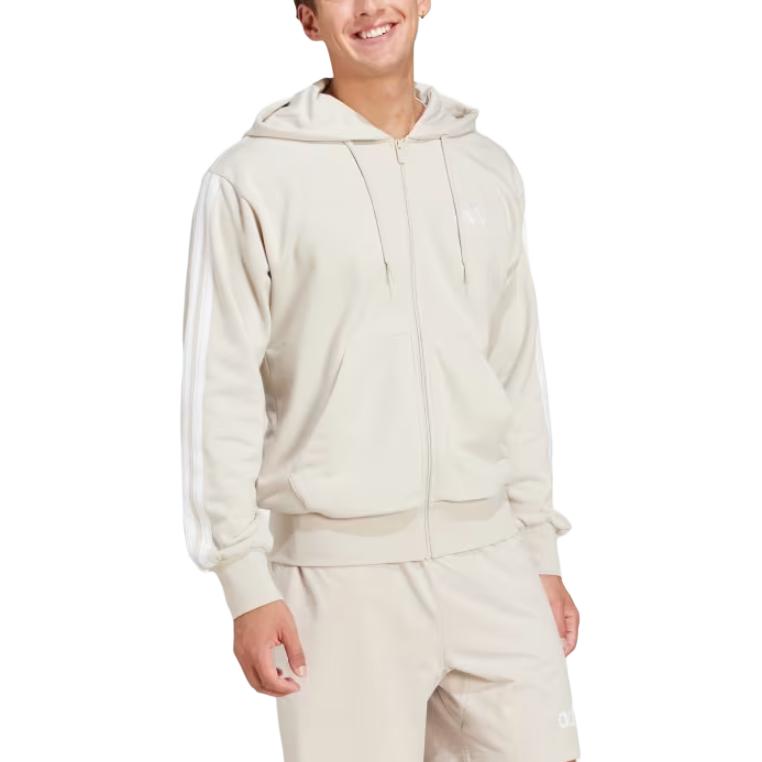 adidas Essentials 3-Stripes French Terry Full-Zip Jacket Asia Sizing 'Beige' JE6340