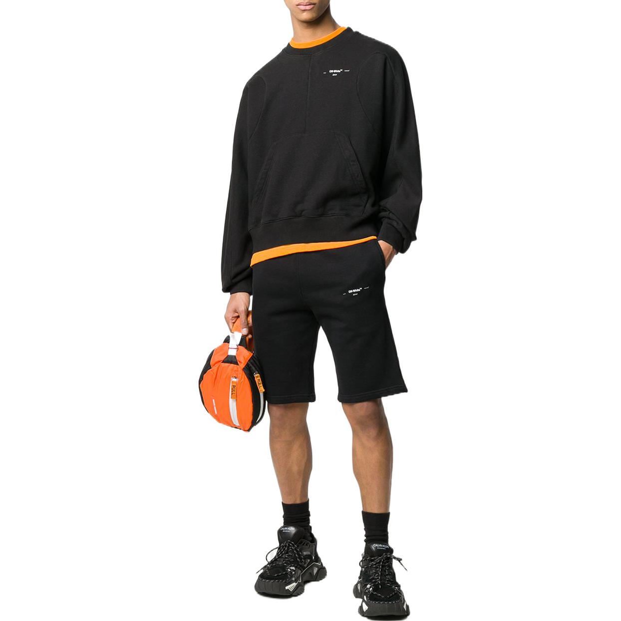 Men's Off-White Logo Solid Color Casual Shorts Version Black OMCI006R20D250171001