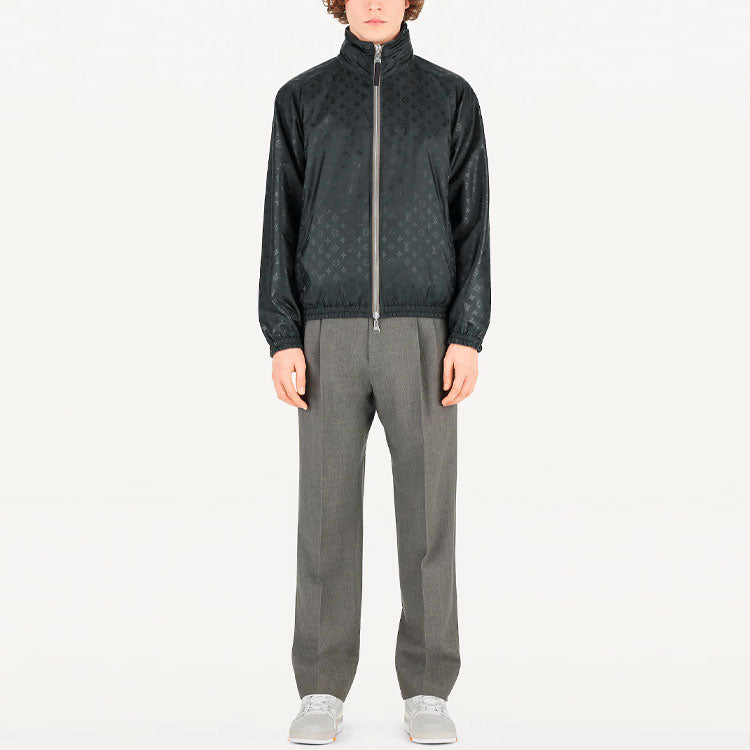 LOUIS VUITTON LV Logo Print Solid Color Double-Sided Collar Jacket For Men Grey 1A5DBF