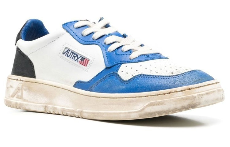 (WMNS) Autry Medalist Super Vintage Leather Low Sneakers 'White Black Blue' AVLW-SV10