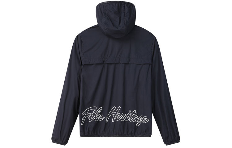FILA Athletics Alphabet Printing Sports Woven Hooded Jacket Blue A11M123702F-NV