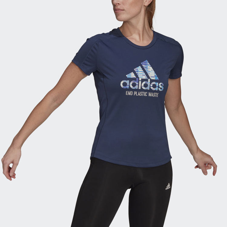 (WMNS) adidas Pfo Gpx Tee W Contrasting Colors Logo Printing Sports Short Sleeve Navy Blue T-Shirt GJ6463