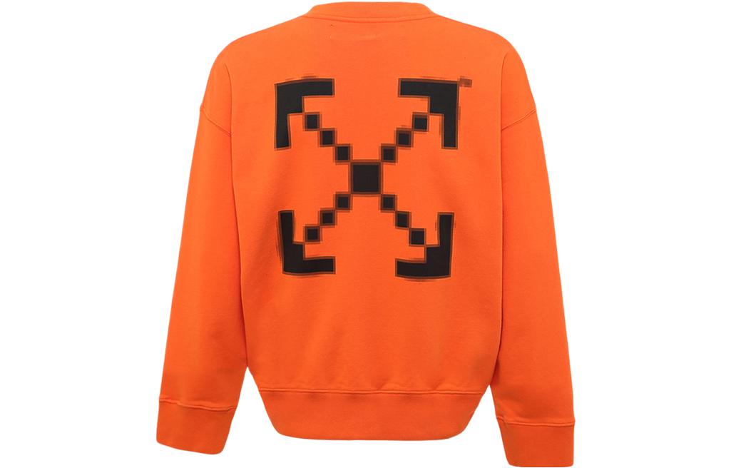 Men's Off-White Arrow Pattern Printing Round Neck Long Sleeves Orange OMBA035F19E300071910