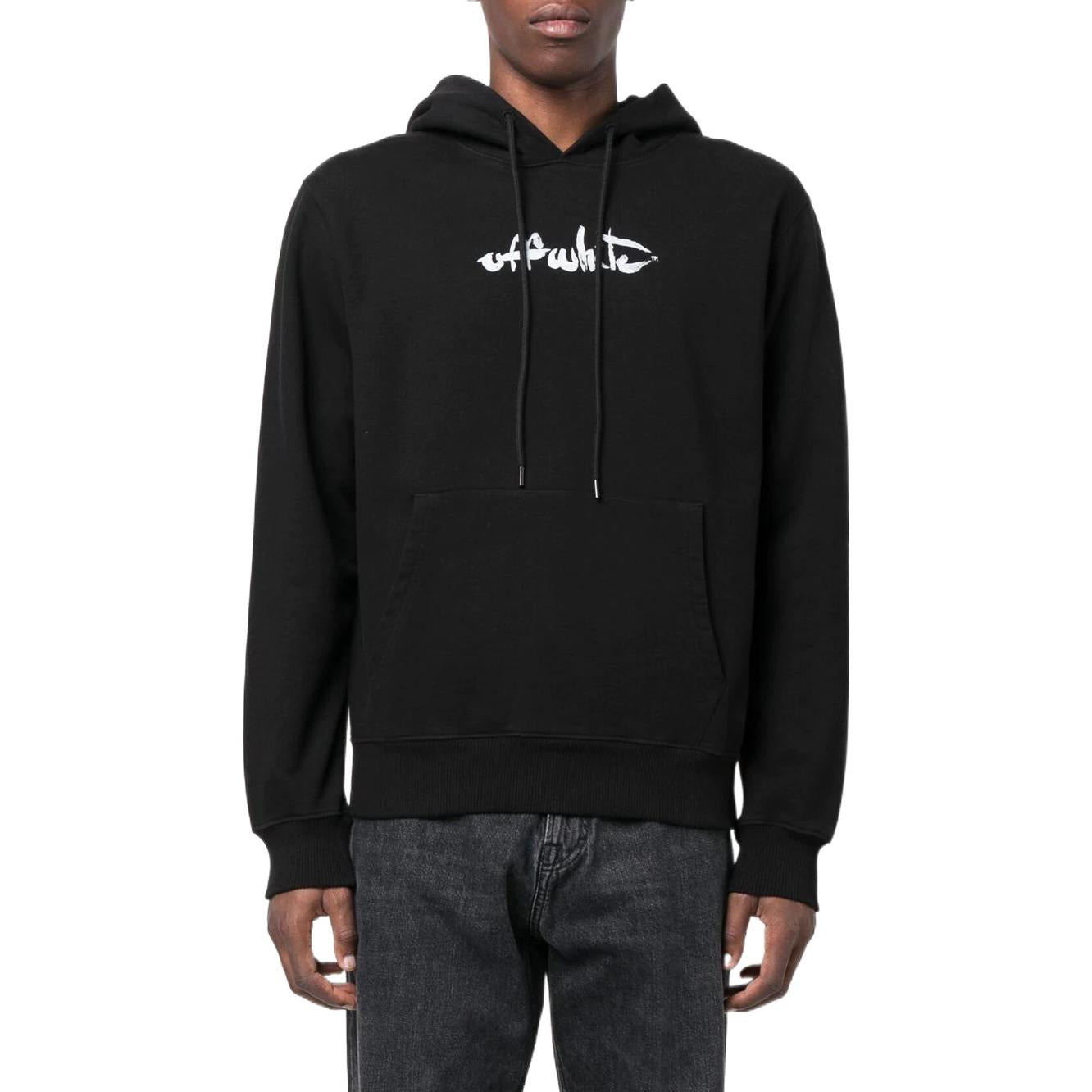 Off-White Paint Arrow Slim Hoodie 'Black White' OMBB097F22FLE0081001