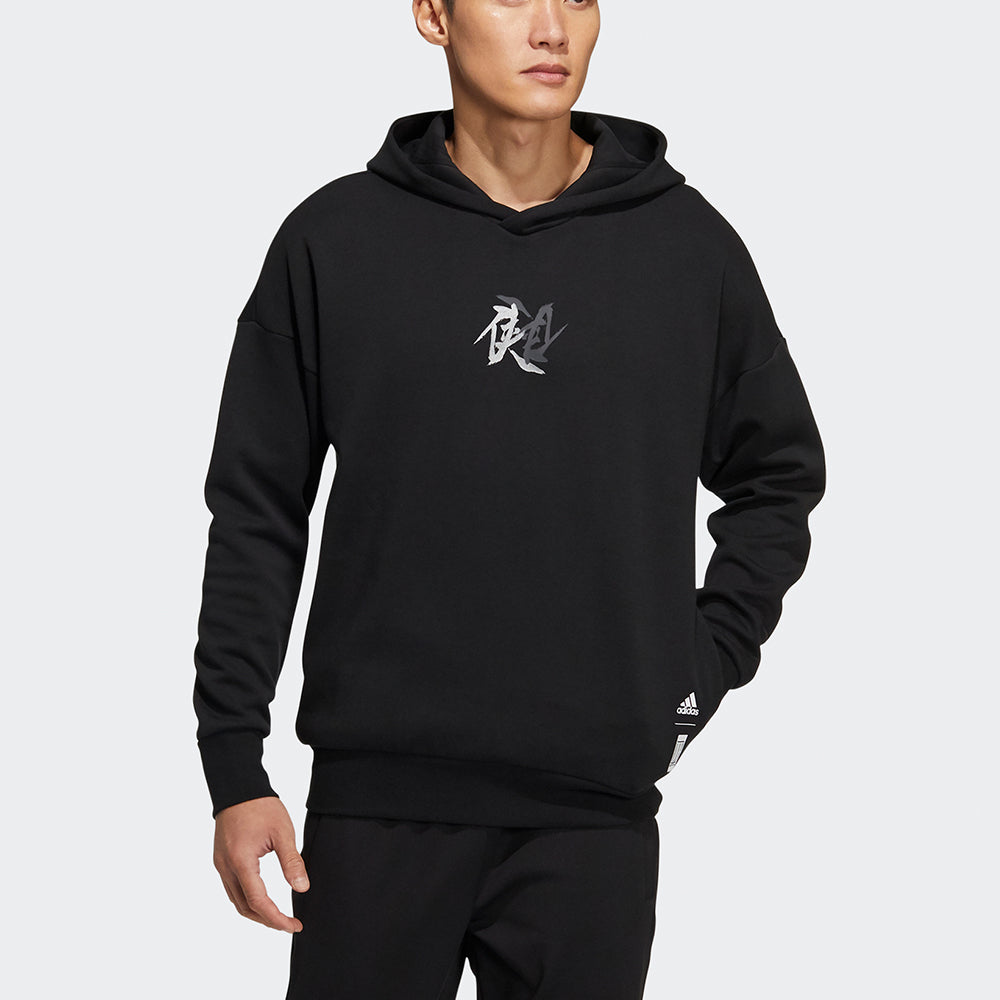 Men's adidas Wj Swt Hood Martial Arts Series Printing Sports Black HE5115