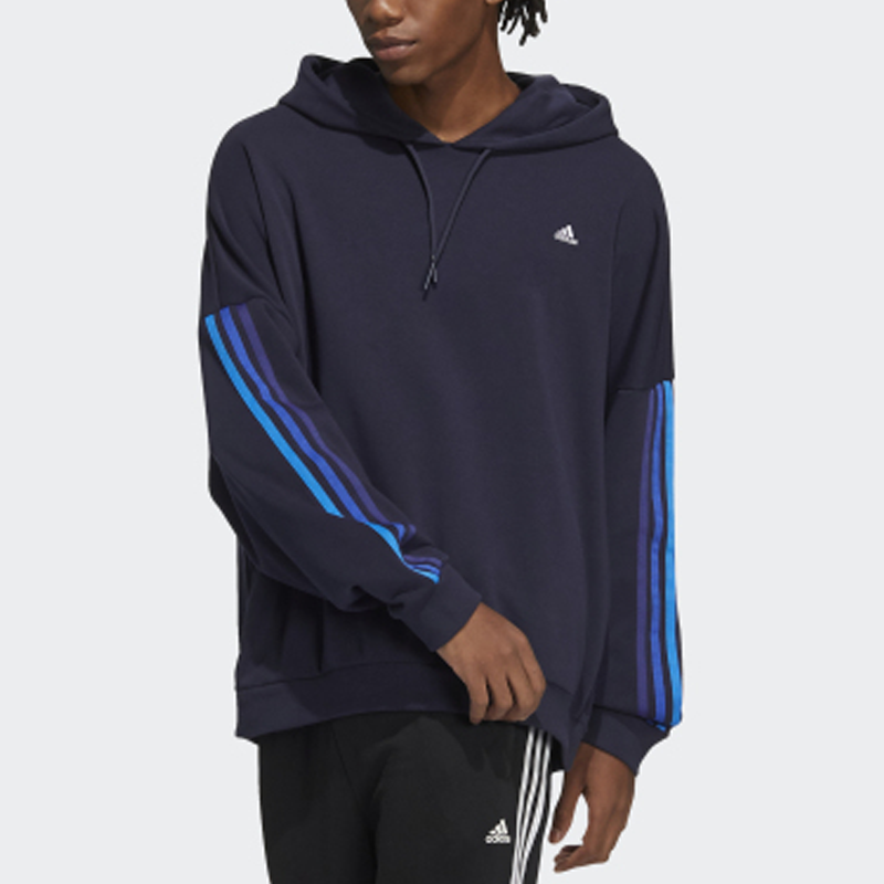 Men's adidas Contrasting Colors Stripe Sports Ink Blue HC9965