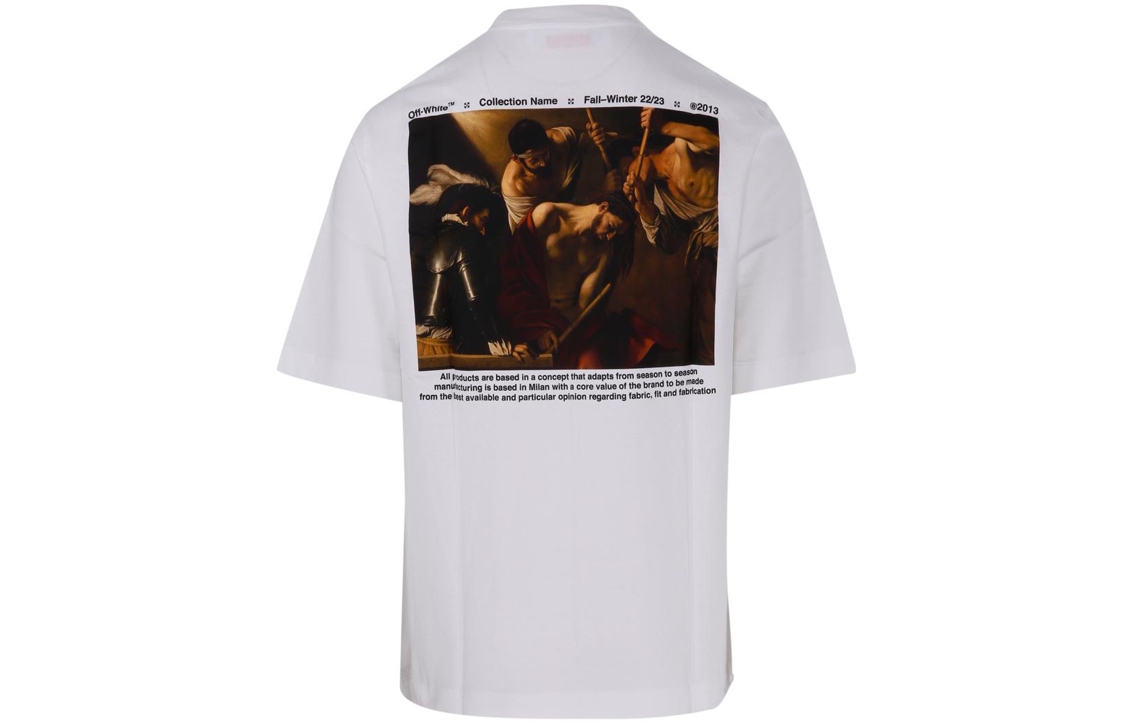 Off-White SS22 Alphabet Character Printing Short Sleeve White T-Shirt OMAA119C99JER0040110