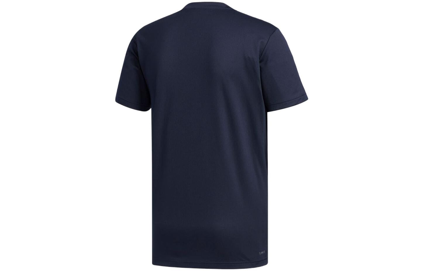 Men's adidas Solid Color Stripe Alphabet Logo Straight Casual Short Sleeve Navy Blue T-Shirt FL0357