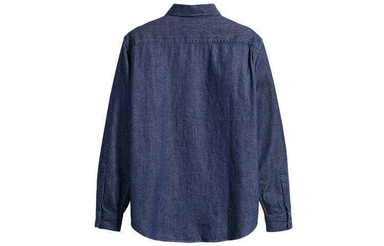 Men's Levis Casual Lapel Pure Cotton Long Sleeves Navy Blue Shirt 21256-0001
