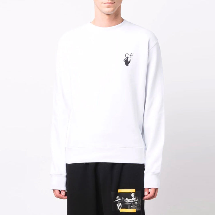 Off-White FW21 Round Neck Cotton Pullover Version White OMBA025F21FLE0060184