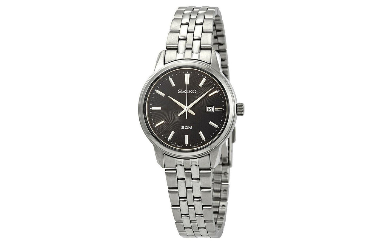 SEIKO Classic Retro Steel strip quartz Black SUR261P1+SUR663P1