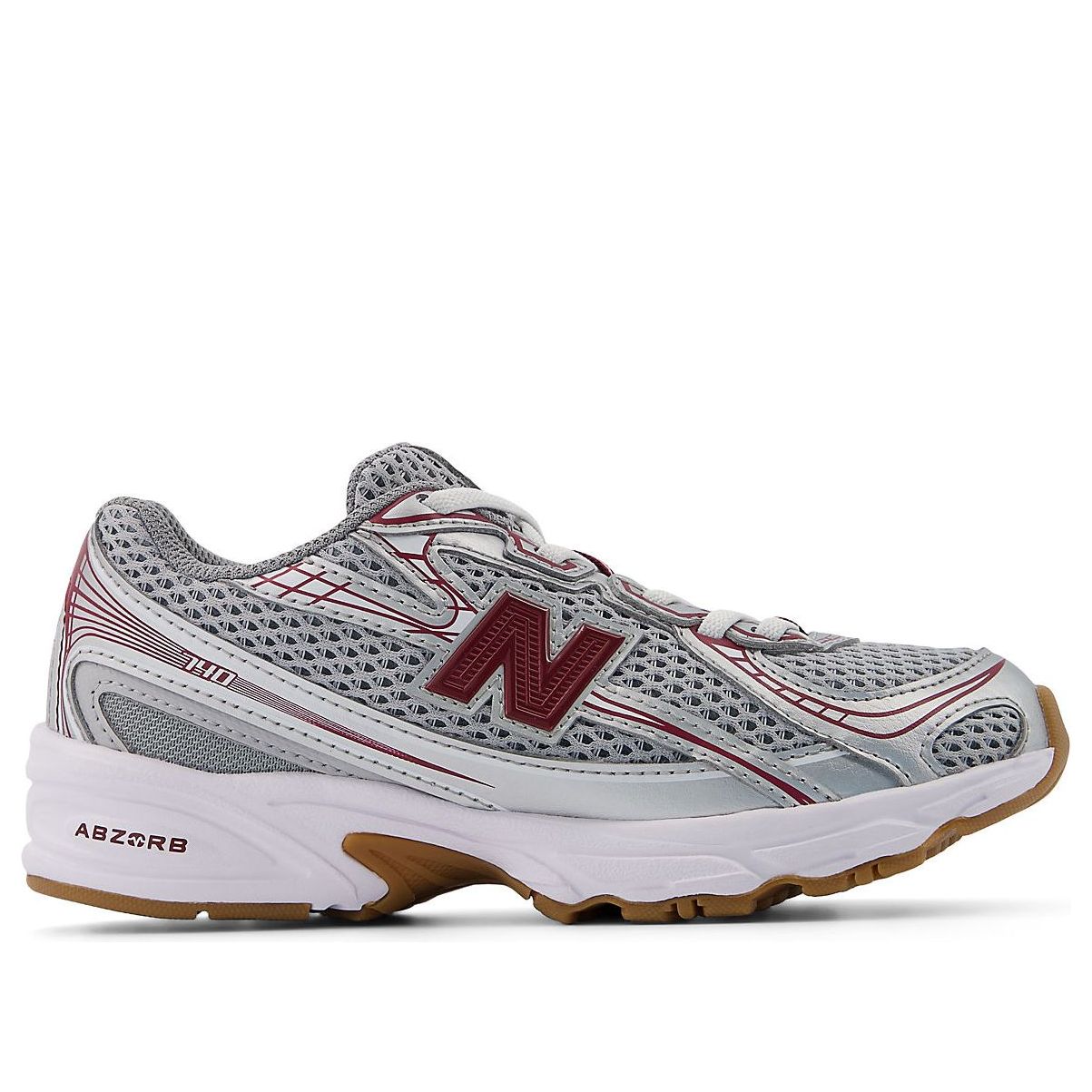 (PS) New Balance 740 Bungee Lace 'Silver Metallic Monarch Burgundy' PZ740MS