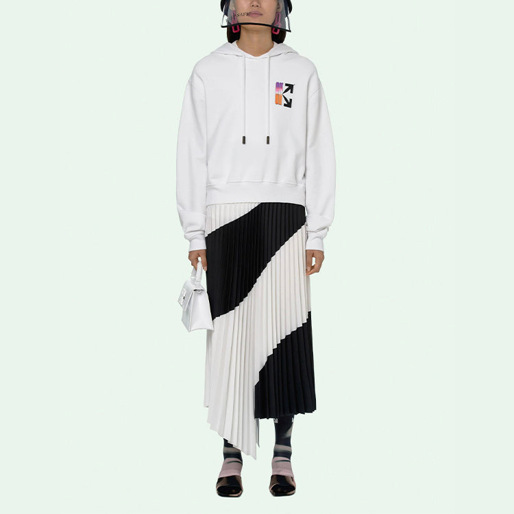 Off-White SS21 Gradient Arrow Printing hooded Pullover Casual Ordinary Version Unisex White OWBB016R21JER0010184