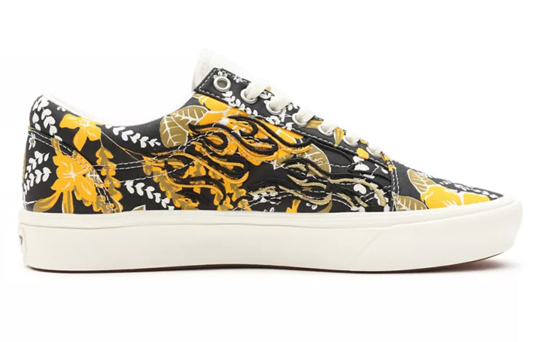 Vans Flame Embroidery Comfycush Old Skool 'Black Yellow' VN0A3WMA4B9
