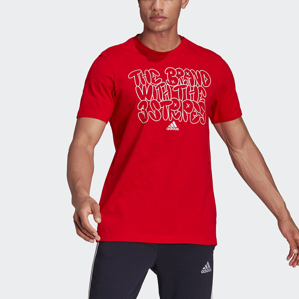 adidas M Ddlbmb S G T Alphabet Printing Sports Round Neck Short Sleeve Red GS6284