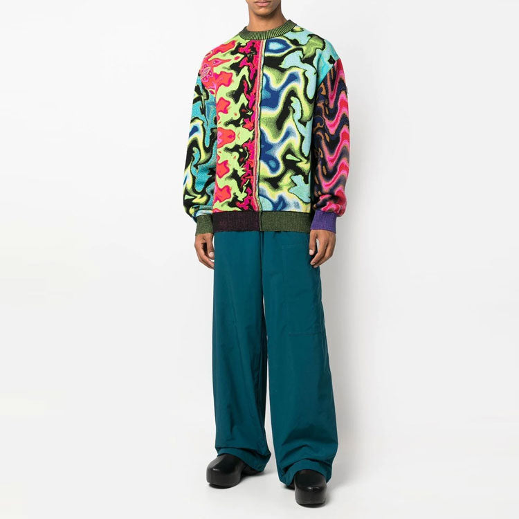 Men's Off-White FW22 Solid Color Elastic Waistband Straight-Leg Casual Pants/Trousers Loose Fit Blue OMCA238F22FAB0025900