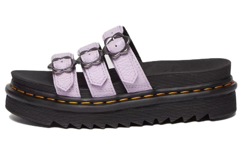 (WMNS) Dr.Martens Blaire Flower Buckle Milled Nappa Slide Sandals 'Lilac' 30710308