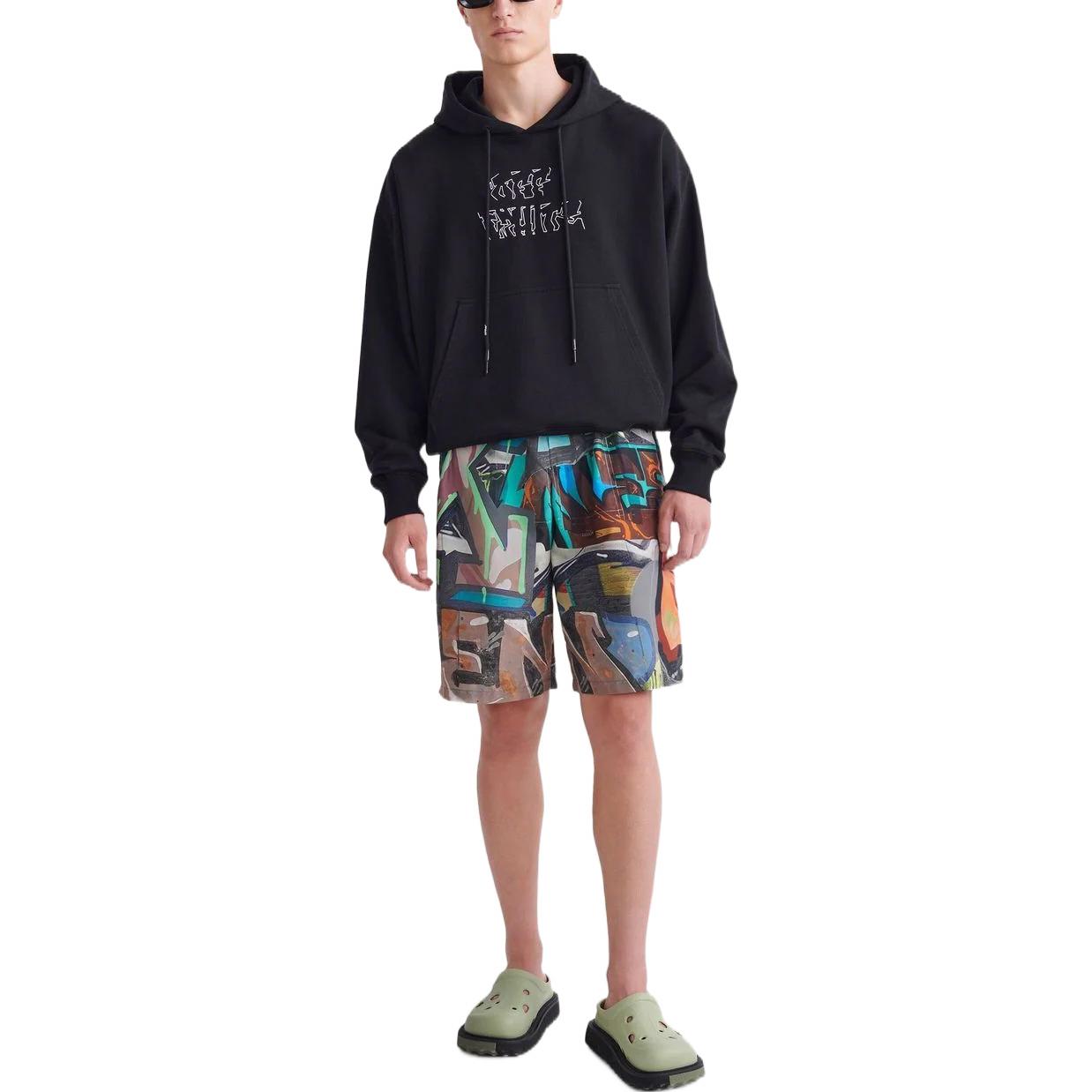 Off-White SS22 Graffiti Full Print Printing Shorts Ordinary Version Multi-Color OMCB067S22FAB0028400