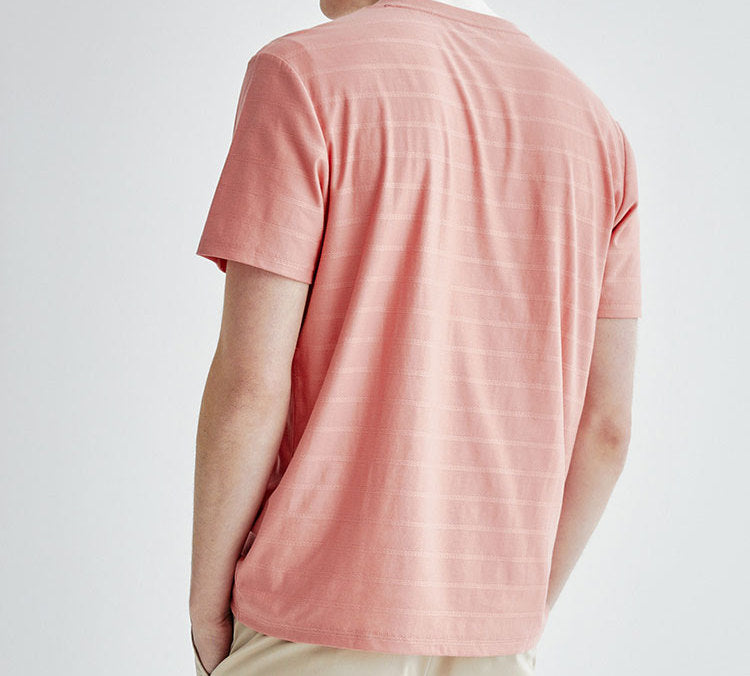 FILA Breathable Stripe Minimalistic Short Sleeve Pink F11M021101F-PK