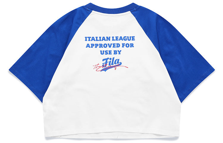 FILA FUSION Baseball Casual Sports Loose Splicing Breathable Short Sleeve White T11W122111F-WT