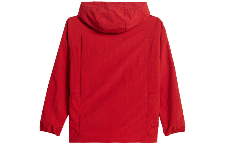 adidas originals Todmorden Smock Loose Big Pocket Half Zipper Hooded Jacket Red GT1820
