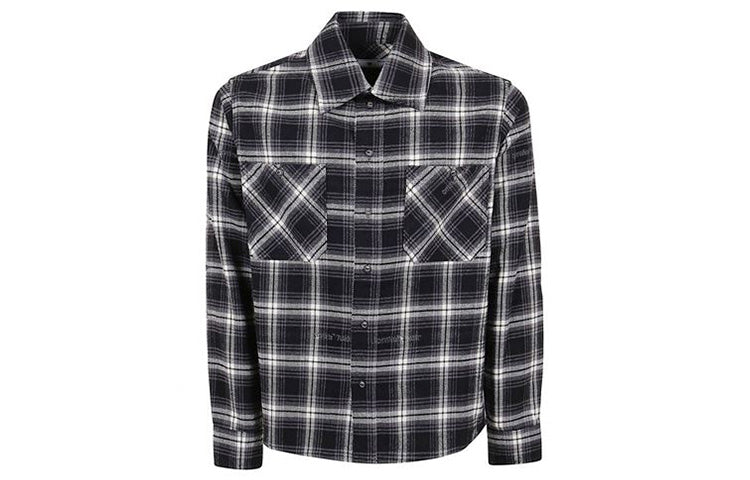 Off-White Arrow Printing Plaid Long Sleeves Shirt Black OMGA133E20FAB0011010