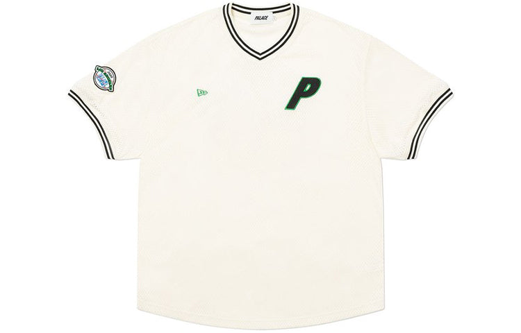 PALACE Casual Cozy V neck Short Sleeve Unisex White P19ES127