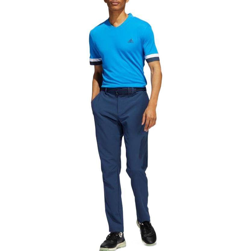 adidas Colorblock V neck Breathable Logo Stripe Quick Dry Short Sleeve Blue HI4753