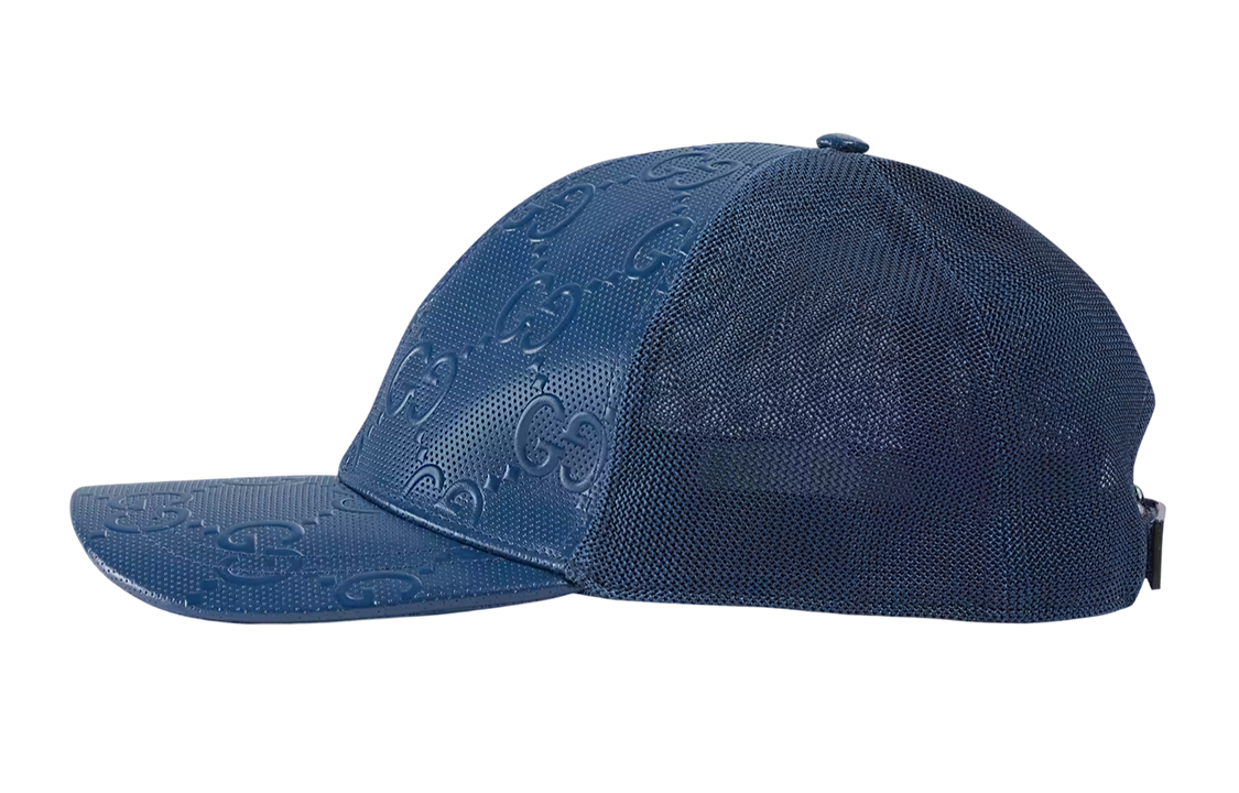 Gucci Leather Baseball Cap 'Blue' 728853-4HAWI-4169