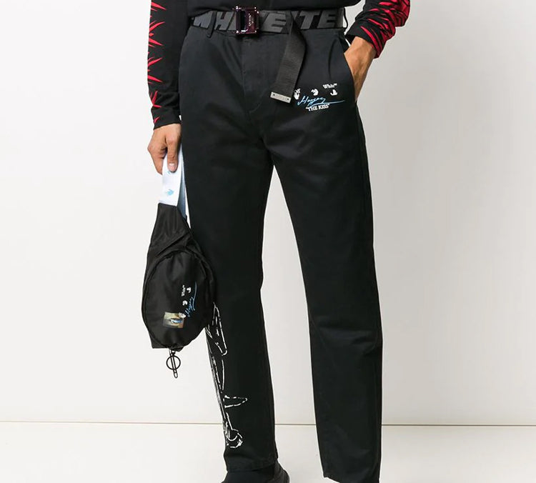 Off-White The Kiss Printed Straight-Leg Trousers OMCG017T20FAB0011001