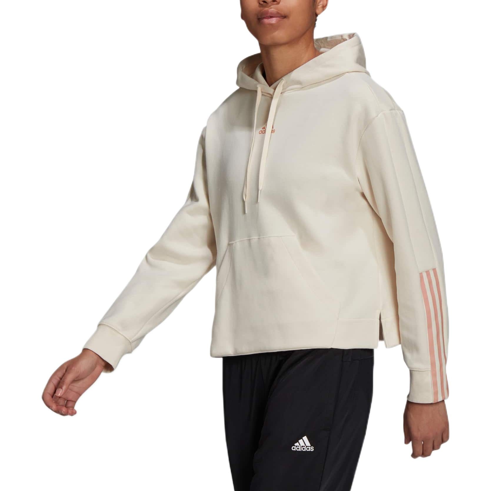 (WMNS) adidas Relaxed 3-Stripes Hoodie 'Beige' H10238