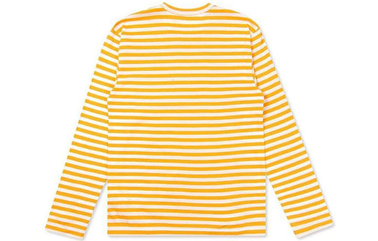 COMME des GARCONS PLAY Kawakubo Rei Multi-Color Series Small Red Stripe Long Sleeves Yellow / White AZ-T218-051-2