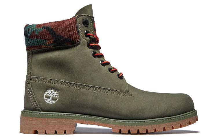 Timberland 6 Inch Premium Boot 'Dark Green Nubuck with Camouflage Collar' A2KC5A58