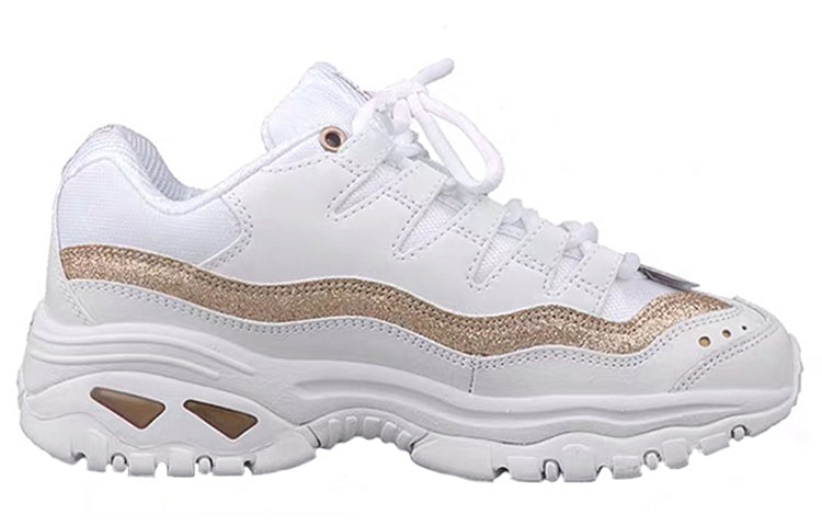 (WMNS) Skechers D'lites Running Shoes White/Gold 13415-WGD