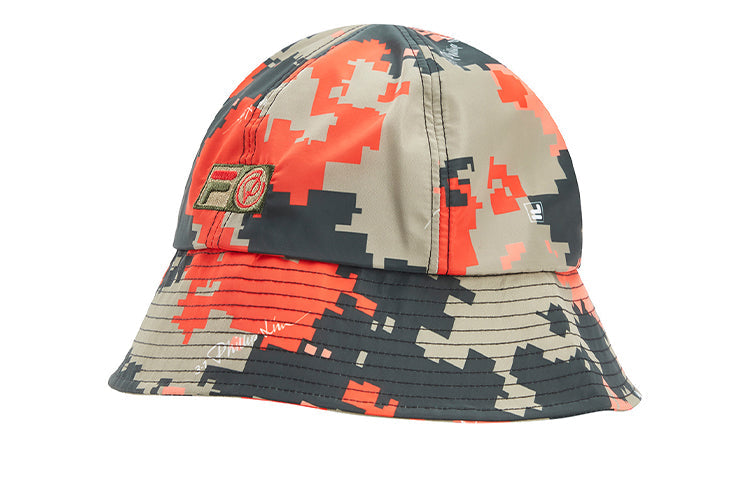 FILA Camouflage Color Block Fisherman's hat Red Gray Green F13U036201FGR
