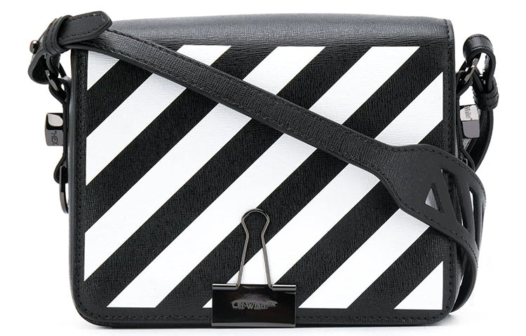 (WMNS) Off-White Stripe Binder-Clip Shoulder Bag Black / White / Yellow OWNA011F20LEA0041001