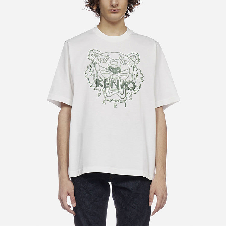 Men's KENZO Tiger Head Loose Short Sleeve White FB65TS0894YF-01B